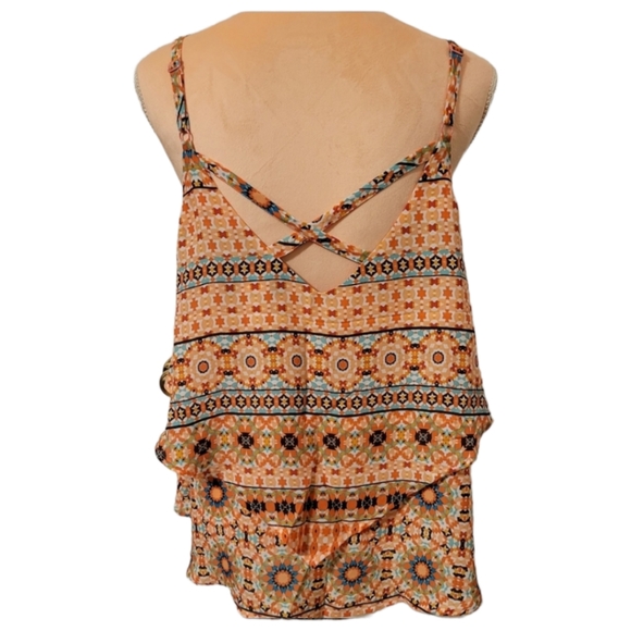 Torrid NWT Mosaic Print Layered Crisscross Cami Size 00 - Picture 2 of 6